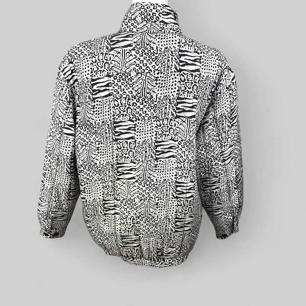 Anna and Frank Abstract‎ Animal Print Silk Blend Bomber Jacket Size S